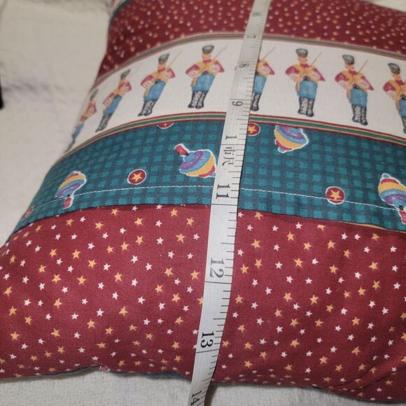 Homemade Christmas Throw Pillow Up cycle Home Decor Toy Soldiers Teddy Bears Etc - Picture 3 of 9